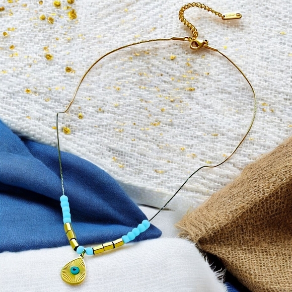 ๐๏ธEvil Eye Charm Necklace - 18K Gold Plated Stainless Steel Minimalist Chic ๐ - Picture 6 of 12